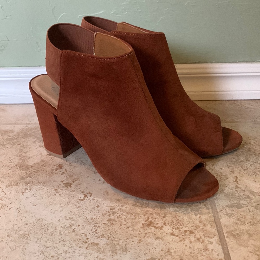 Rust Brown Open Toe Heel